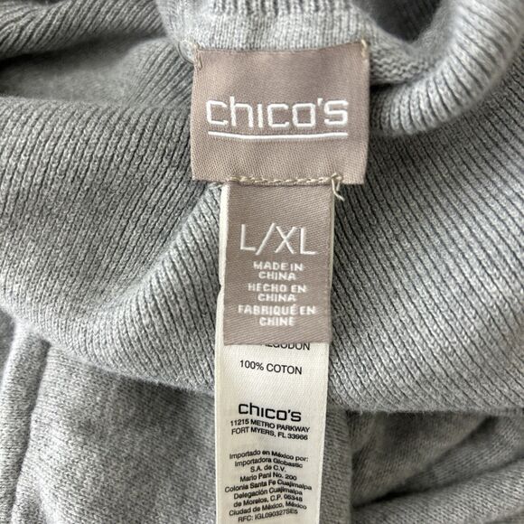 Chico's Sweater Size L/XL Oversize Boxy Top Cowl Neck Gray Blue Ombre Cotton - Picture 5 of 6